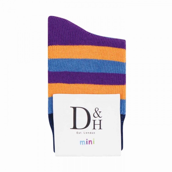 Baby Hutch Purple, Blue & Orange Multistripe Cotton Socks