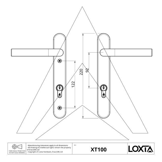 Marine Grade 92PZ Euro MPL Door Handles - 220mm Backplate