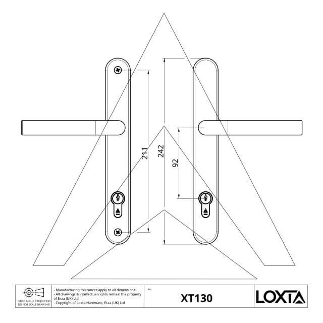 Marine Grade 92PZ Euro MPL Door Handles - 242mm Backplate