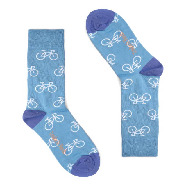 Sky Blue & White Tour De Tours Organic Cotton Socks